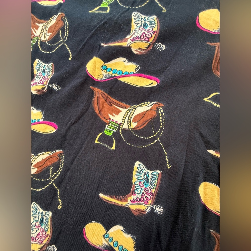 Collections Etc. Women’s Black 3/4 Sleeve Cotton Cowgirl Bling T-shirt Size L